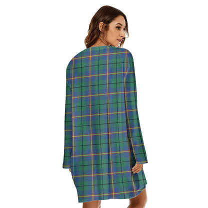 Carmichael Ancient Tartan Plaid Loose Crew Neck Dress