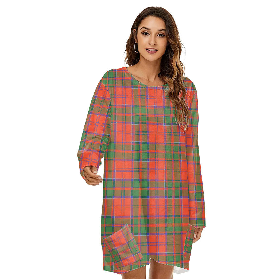 Grant Ancient Tartan Plaid Loose Crew Neck Dress