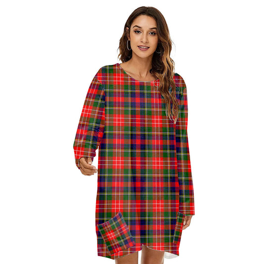 Christie Tartan Plaid Loose Crew Neck Dress