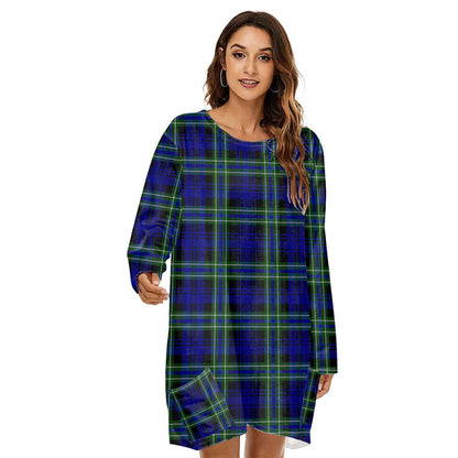 Arbuthnot Modern Tartan Plaid Loose Crew Neck Dress