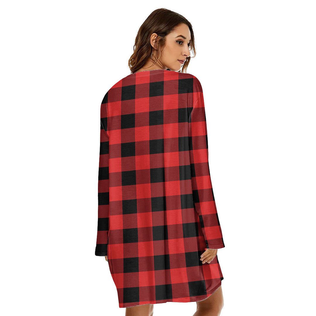 Rob Roy MacGregor Modern Tartan Plaid Loose Crew Neck Dress