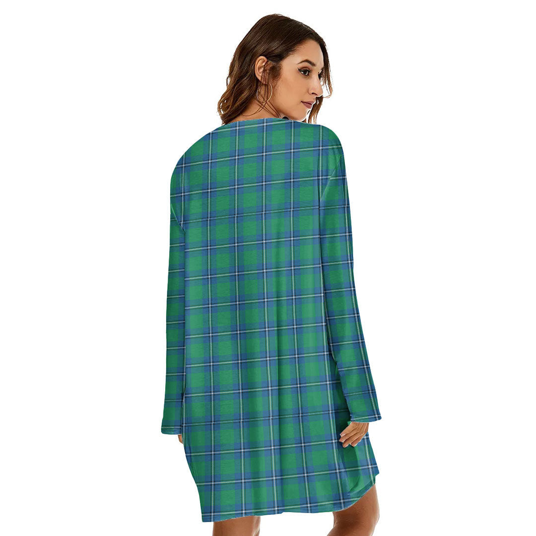 Irvine Ancient Tartan Plaid Loose Crew Neck Dress