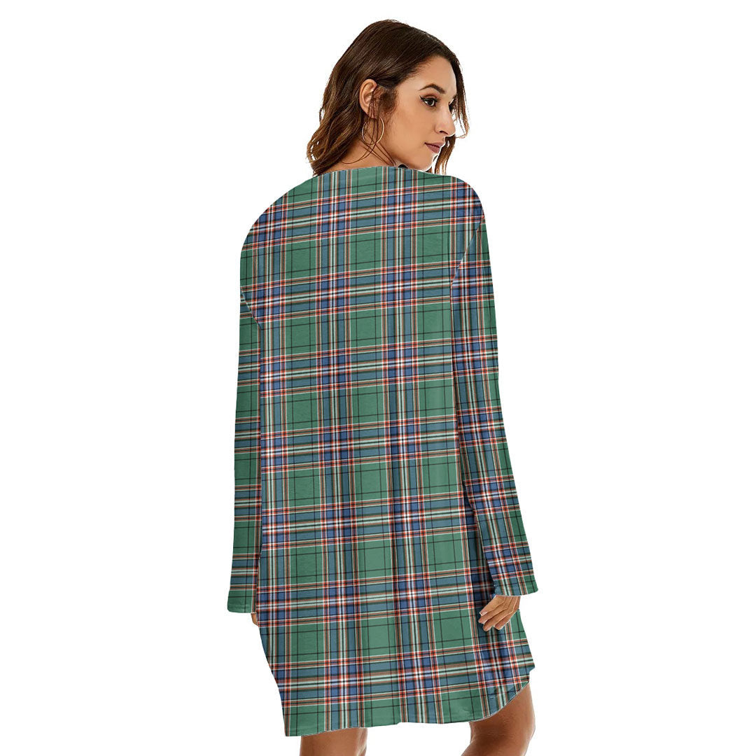 MacFarlane Hunting Ancient Tartan Plaid Loose Crew Neck Dress