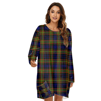 MacLellan Modern Tartan Plaid Loose Crew Neck Dress