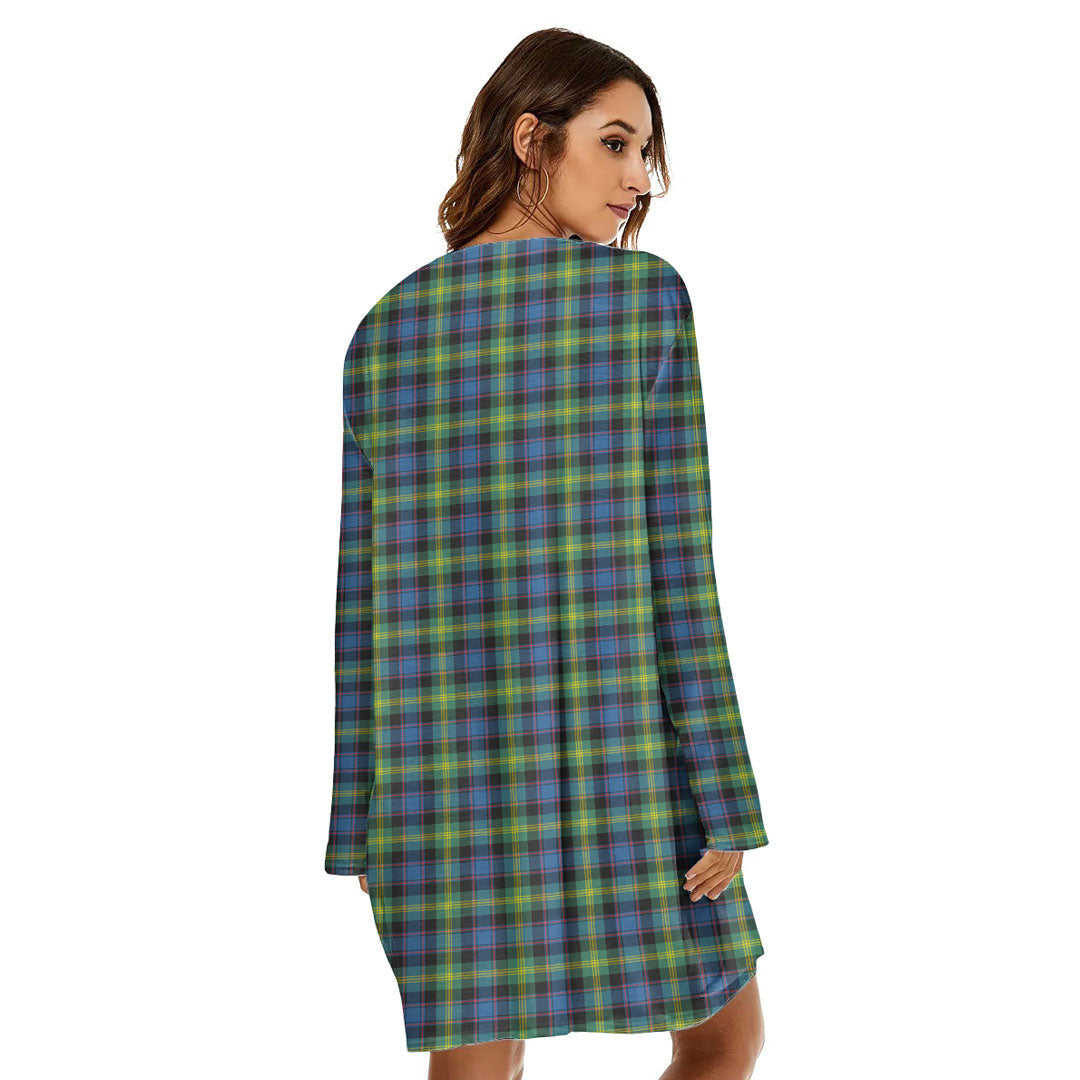 Watson Ancient Tartan Plaid Loose Crew Neck Dress