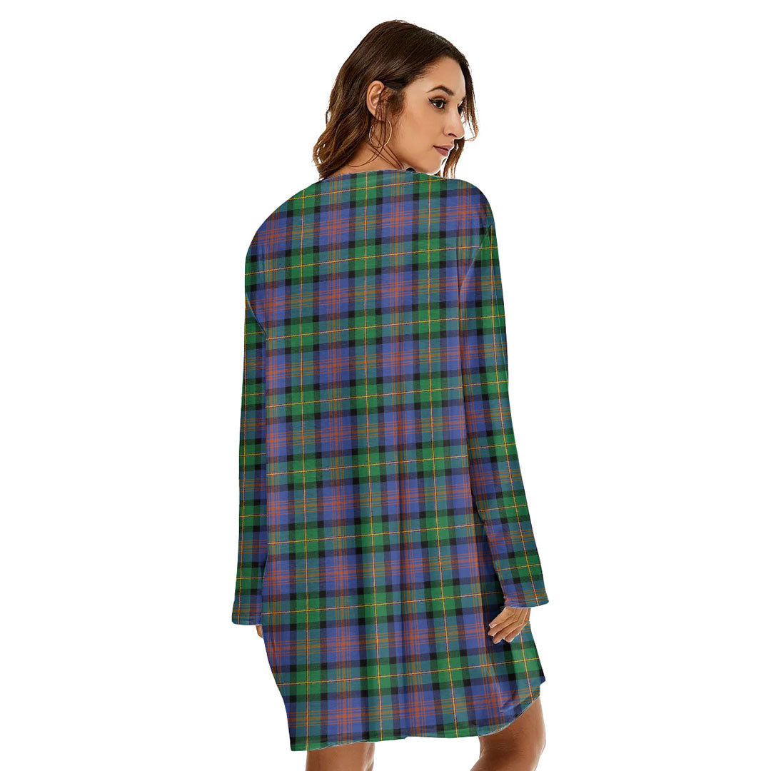 Logan Ancient Tartan Plaid Loose Crew Neck Dress