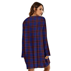 Home Modern Tartan Plaid Loose Crew Neck Dress