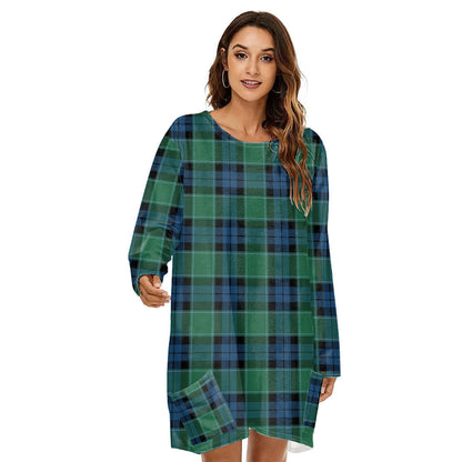 Graham of Menteith Ancient Tartan Plaid Loose Crew Neck Dress