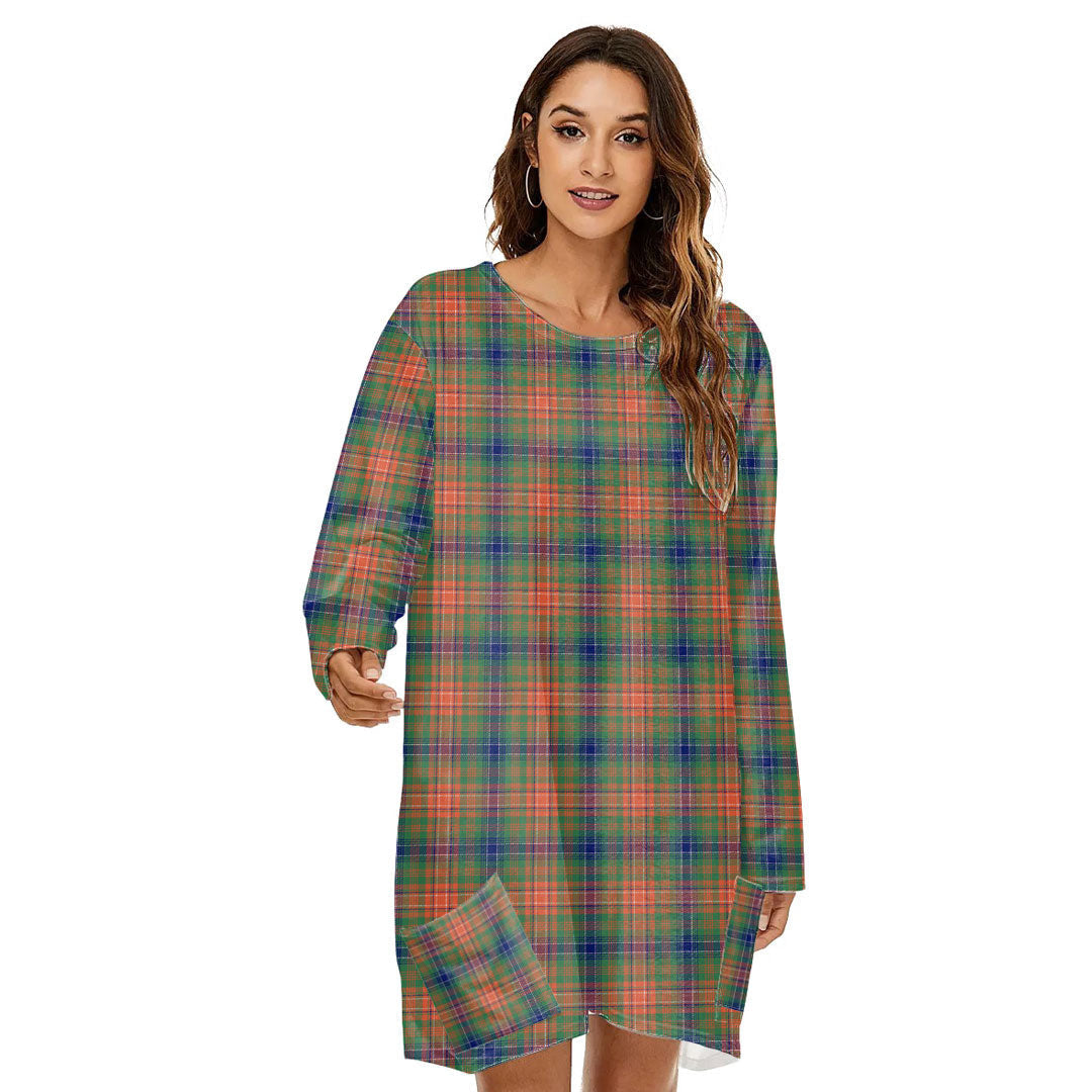 Wilson Ancient Tartan Plaid Loose Crew Neck Dress