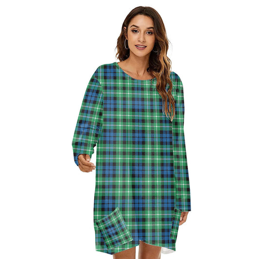 Graham of Montrose Ancient Tartan Plaid Loose Crew Neck Dress