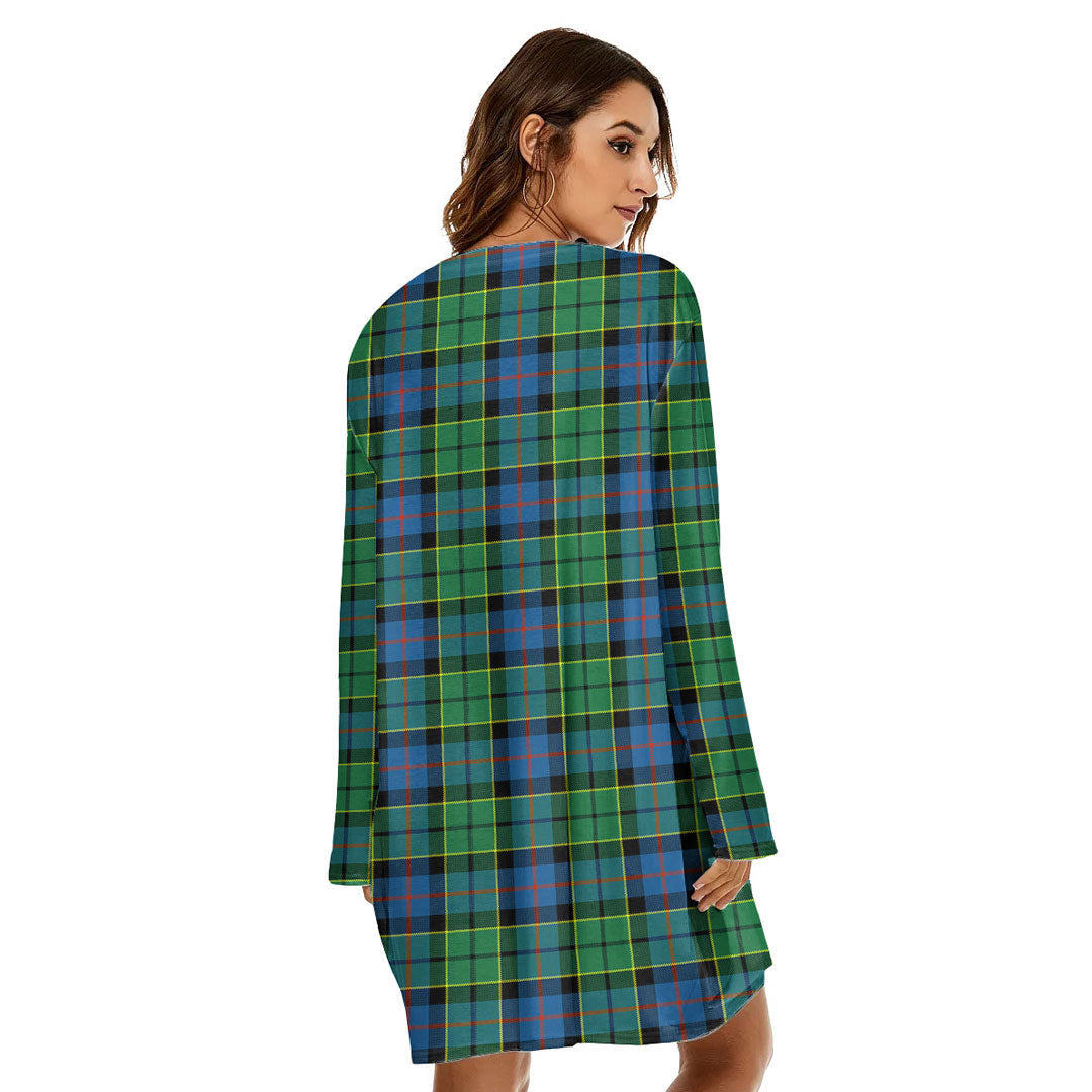 Forsyth Ancient Tartan Plaid Loose Crew Neck Dress