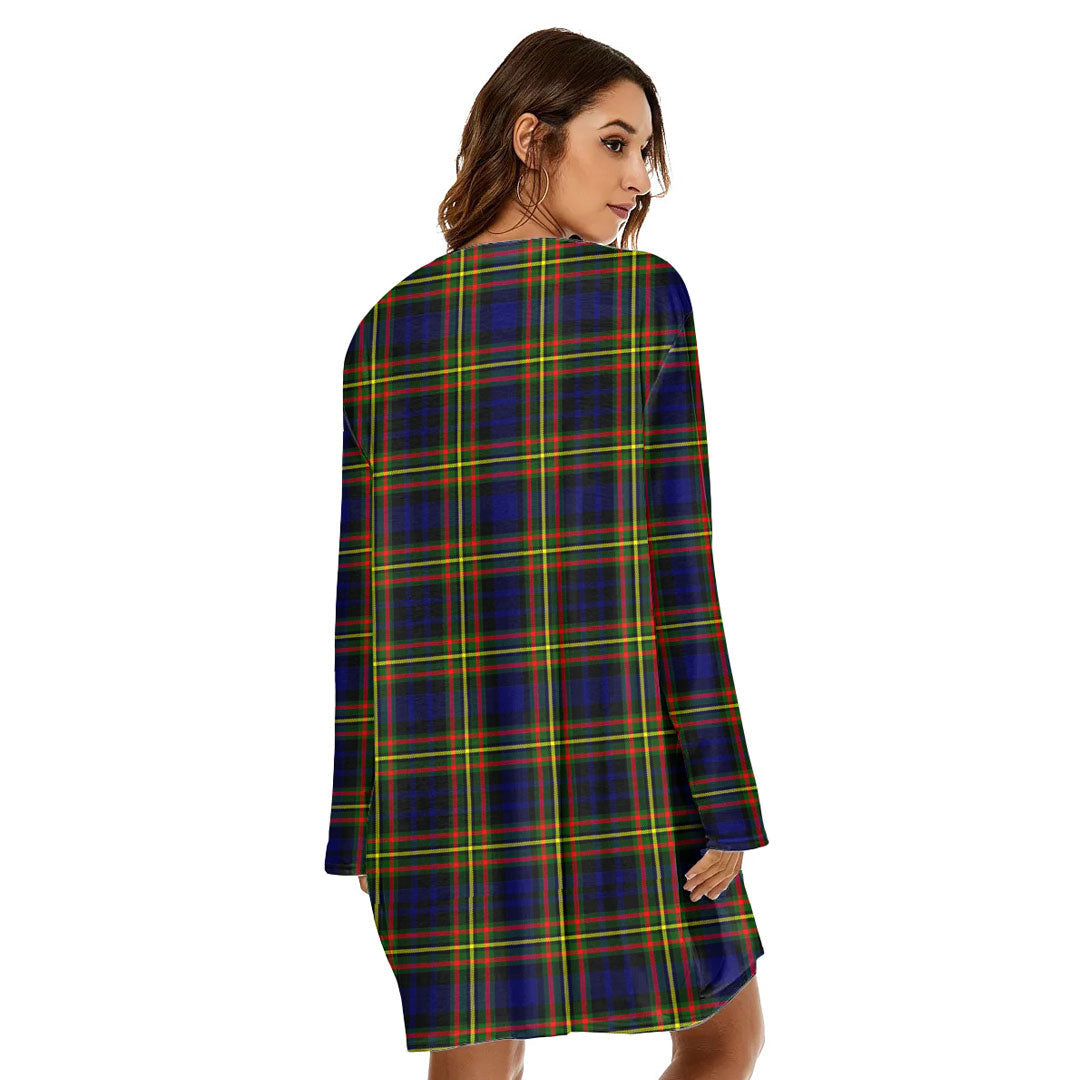 MacLellan Modern Tartan Plaid Loose Crew Neck Dress