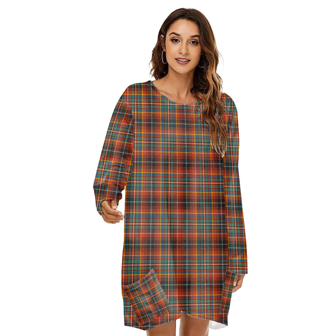 Innes Ancient Tartan Plaid Loose Crew Neck Dress