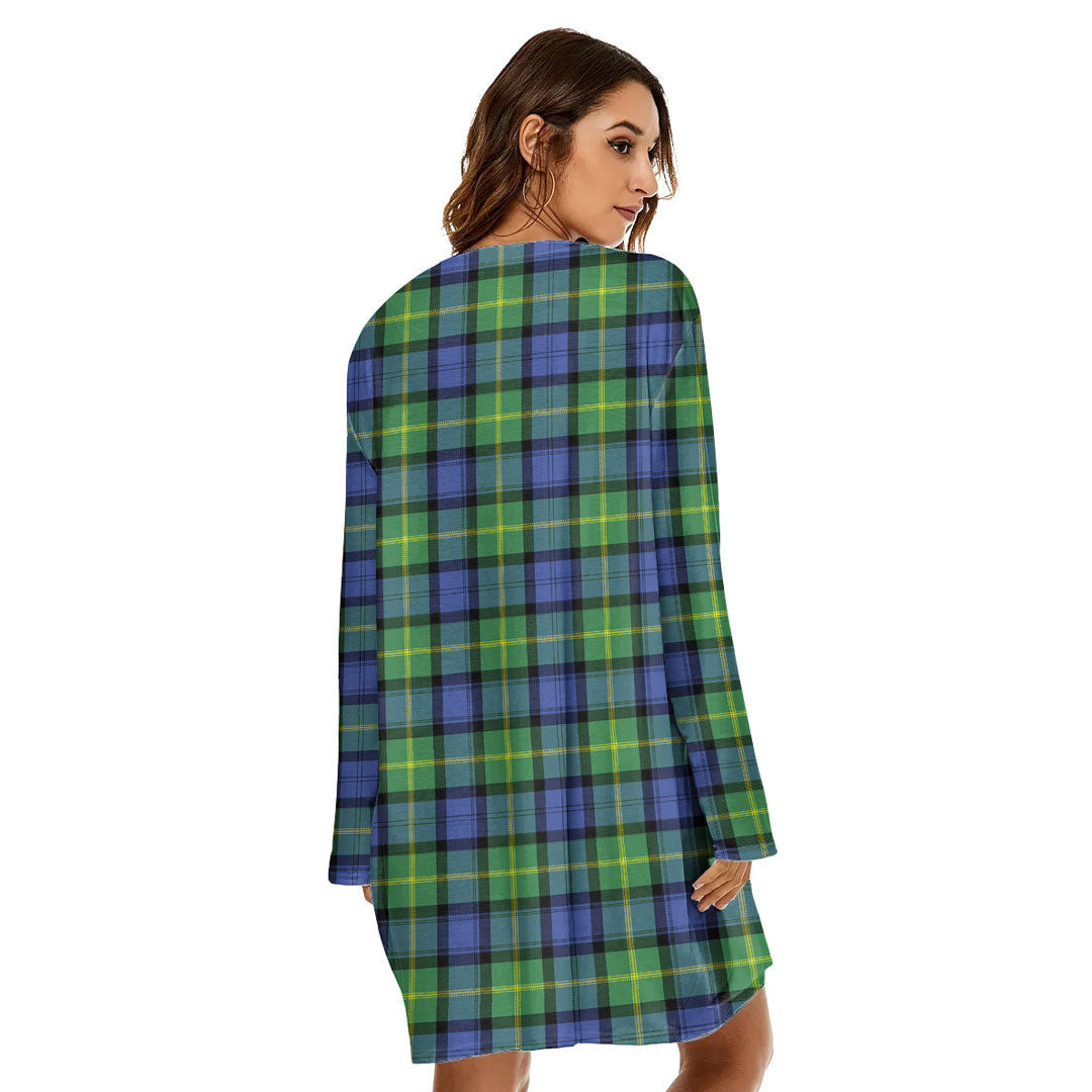 Gordon Old Ancient Tartan Plaid Loose Crew Neck Dress