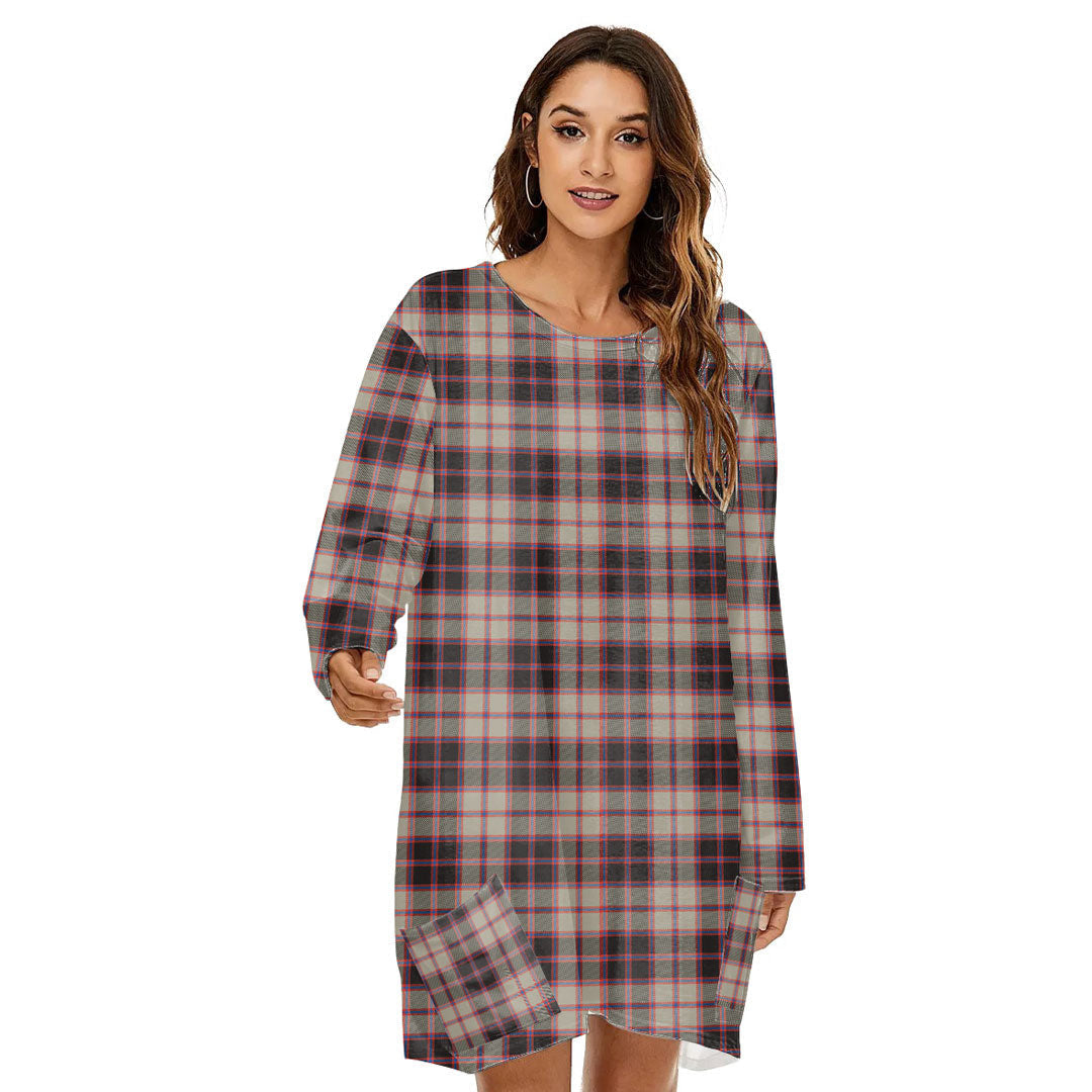 MacPherson Hunting Ancient Tartan Plaid Loose Crew Neck Dress