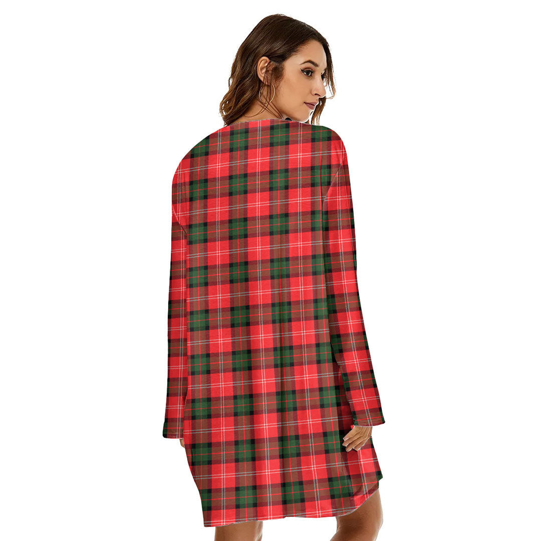 Nesbitt Modern Tartan Plaid Loose Crew Neck Dress