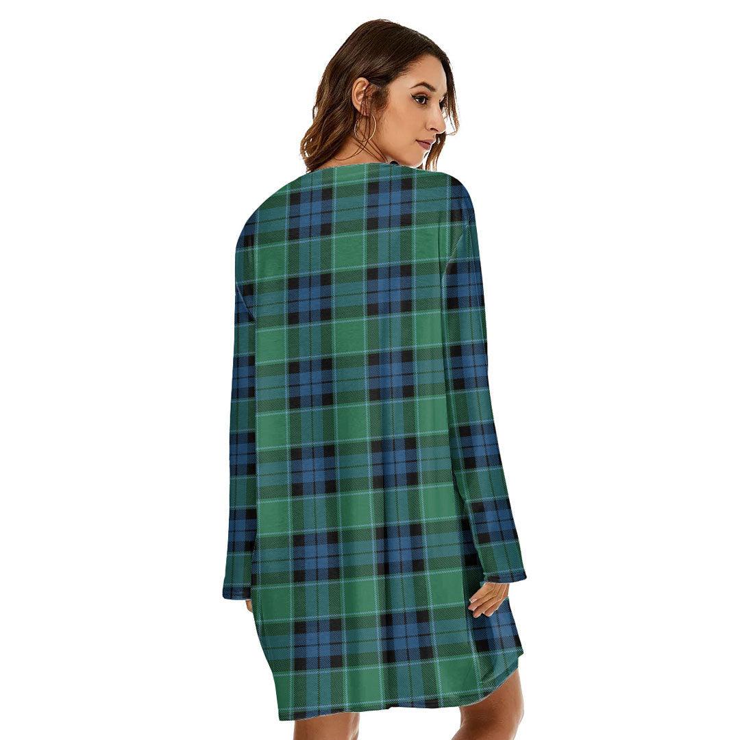 Graham of Menteith Ancient Tartan Plaid Loose Crew Neck Dress