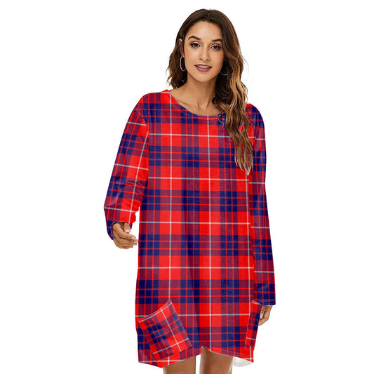 Hamilton Modern Tartan Plaid Loose Crew Neck Dress