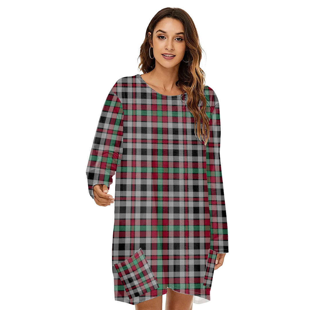 Borthwick Ancient Tartan Plaid Loose Crew Neck Dress