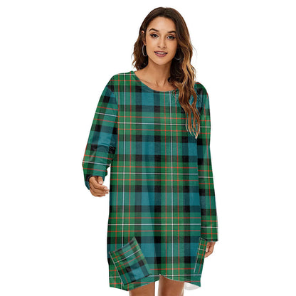 FERGUSON ANCIENT Tartan Plaid Loose Crew Neck Dress