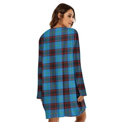 Home Ancient Tartan Plaid Loose Crew Neck Dress