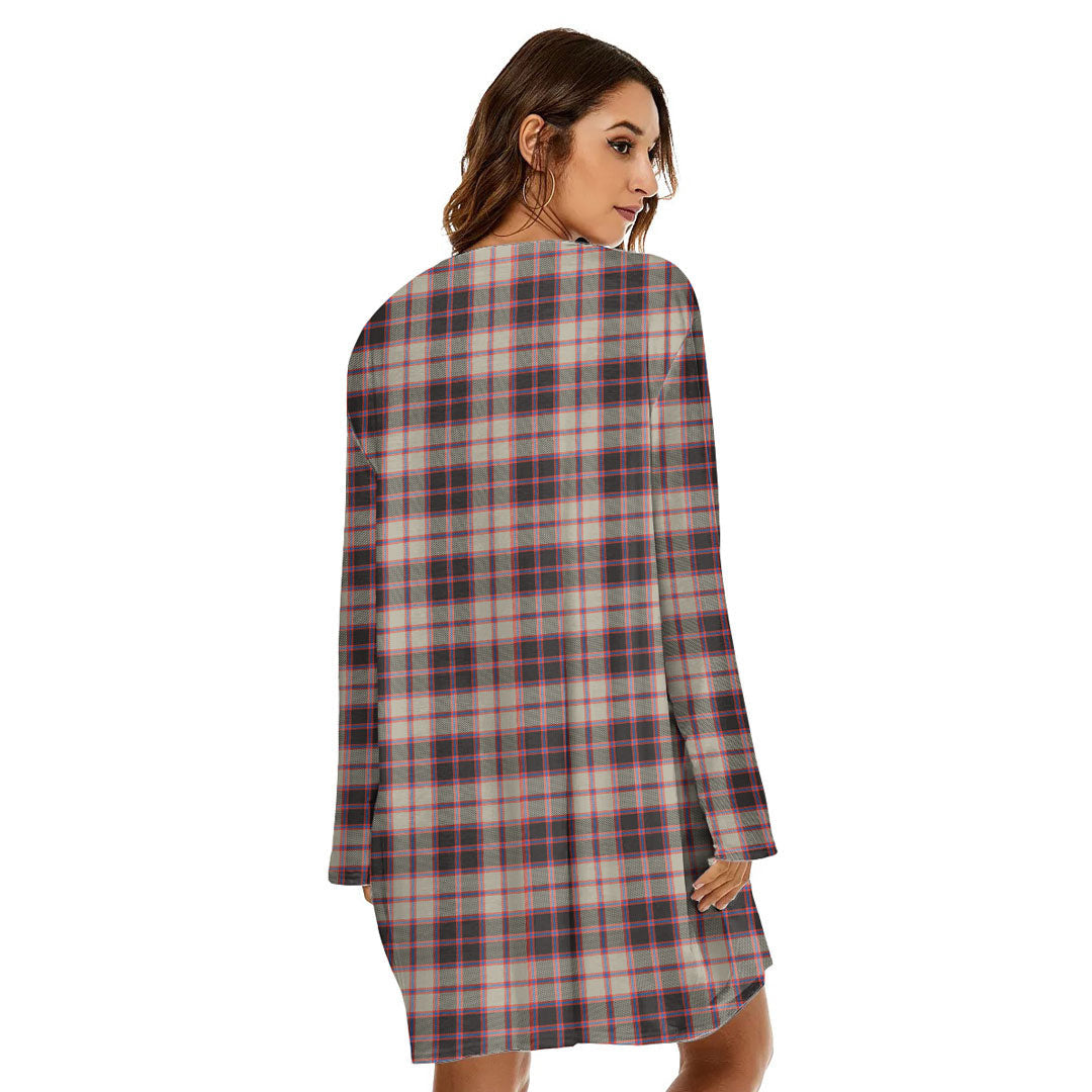 MacPherson Hunting Ancient Tartan Plaid Loose Crew Neck Dress