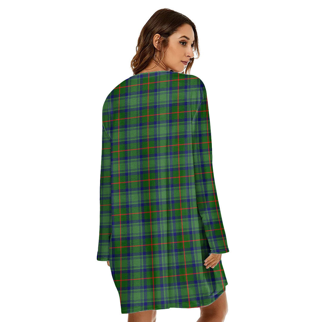 Cranstoun Tartan Plaid Loose Crew Neck Dress