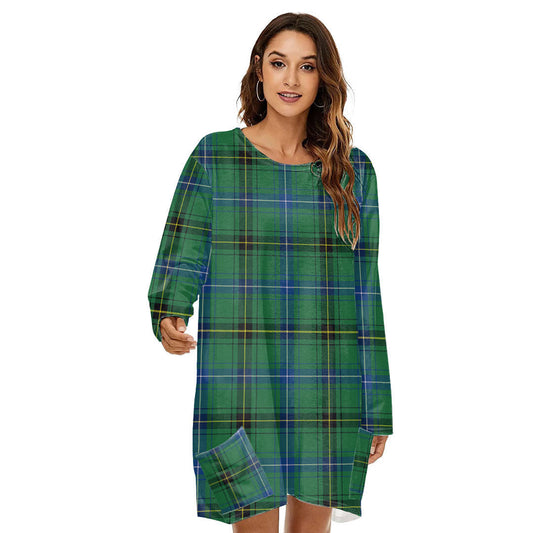 Henderson Ancient Tartan Plaid Loose Crew Neck Dress