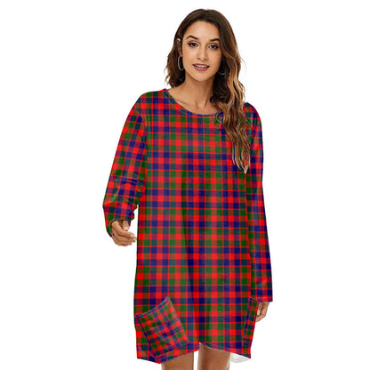 Gow Modern Tartan Plaid Loose Crew Neck Dress