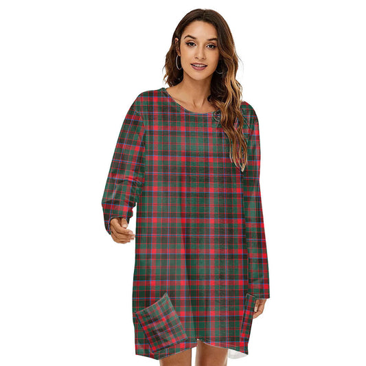 Cumming Hunting Modern Tartan Plaid Loose Crew Neck Dress