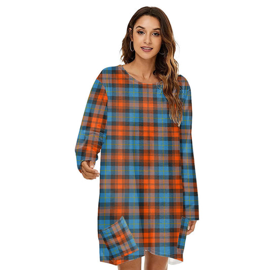 MacLachlan Ancient Tartan Plaid Loose Crew Neck Dress