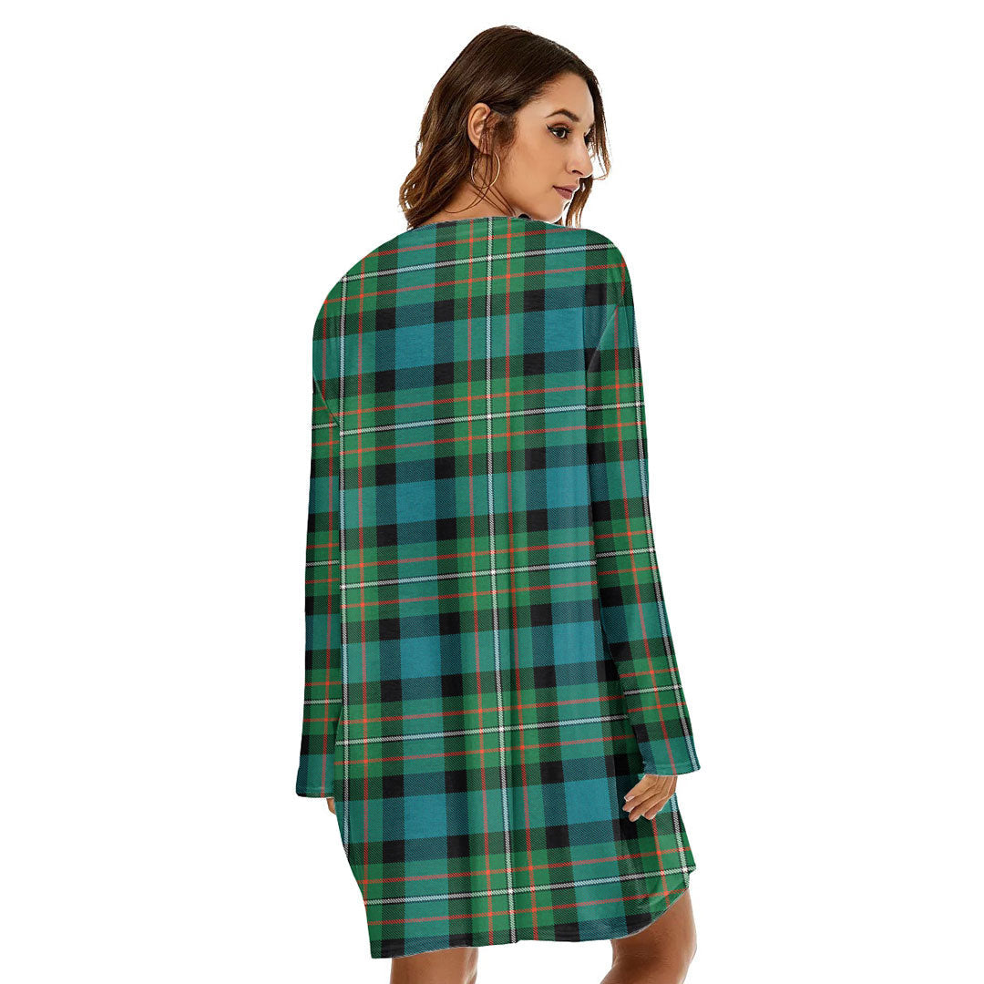 FERGUSON ANCIENT Tartan Plaid Loose Crew Neck Dress