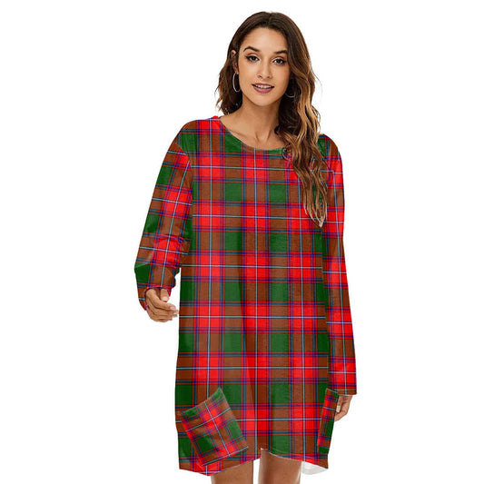 Rattray Modern Tartan Plaid Loose Crew Neck Dress