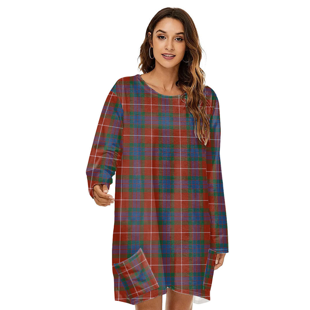 Fraser Ancient Tartan Plaid Loose Crew Neck Dress