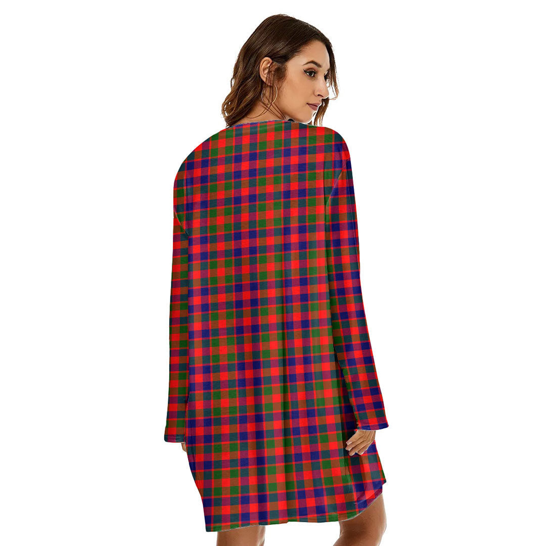 Gow Modern Tartan Plaid Loose Crew Neck Dress