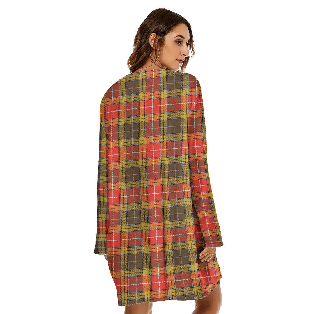 Buchanan Old Set Weathered Tartan Plaid Loose Crew Neck Dress