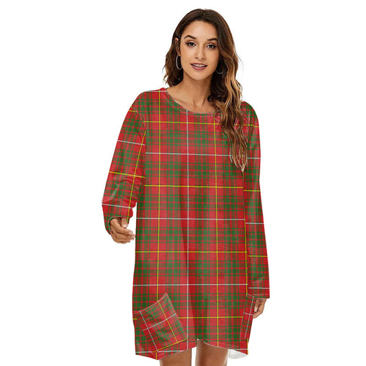 Bruce Modern Tartan Plaid Loose Crew Neck Dress