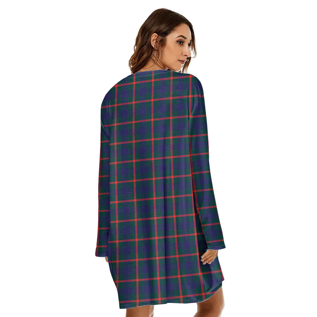 Agnew Modern Tartan Plaid Loose Crew Neck Dress