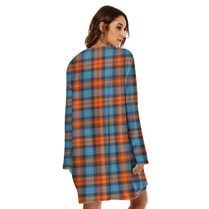 MacLachlan Ancient Tartan Plaid Loose Crew Neck Dress