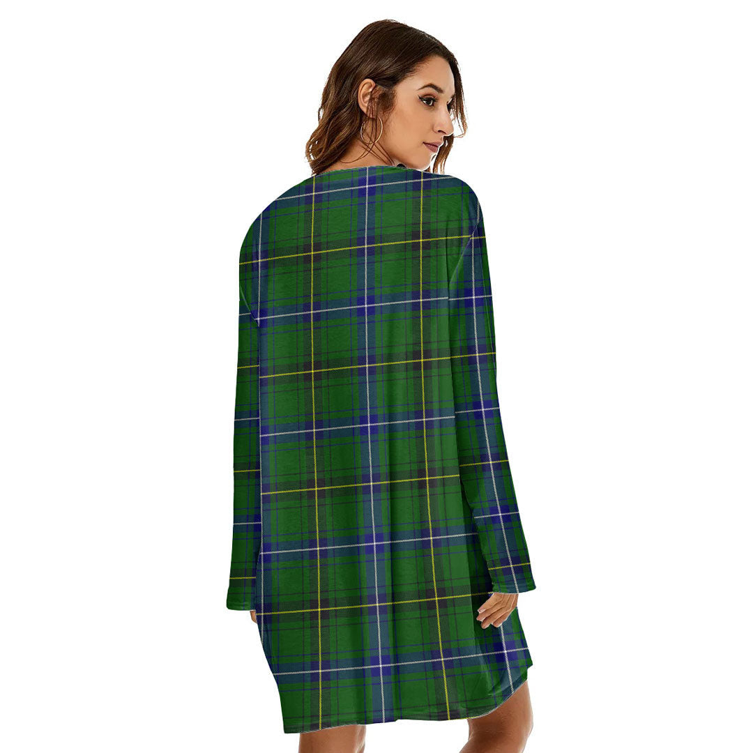 Henderson Modern Tartan Plaid Loose Crew Neck Dress