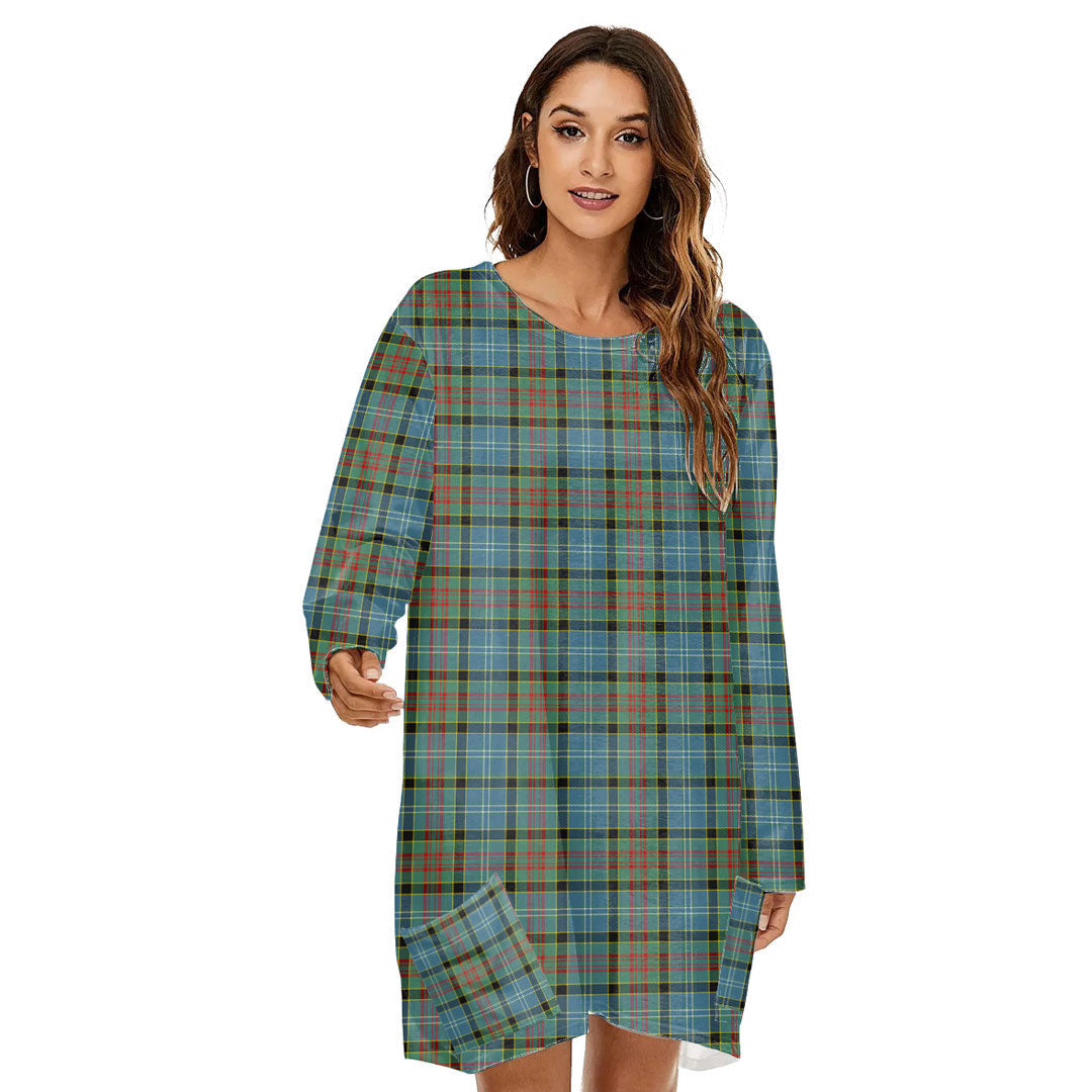 Paisley District Tartan Plaid Loose Crew Neck Dress