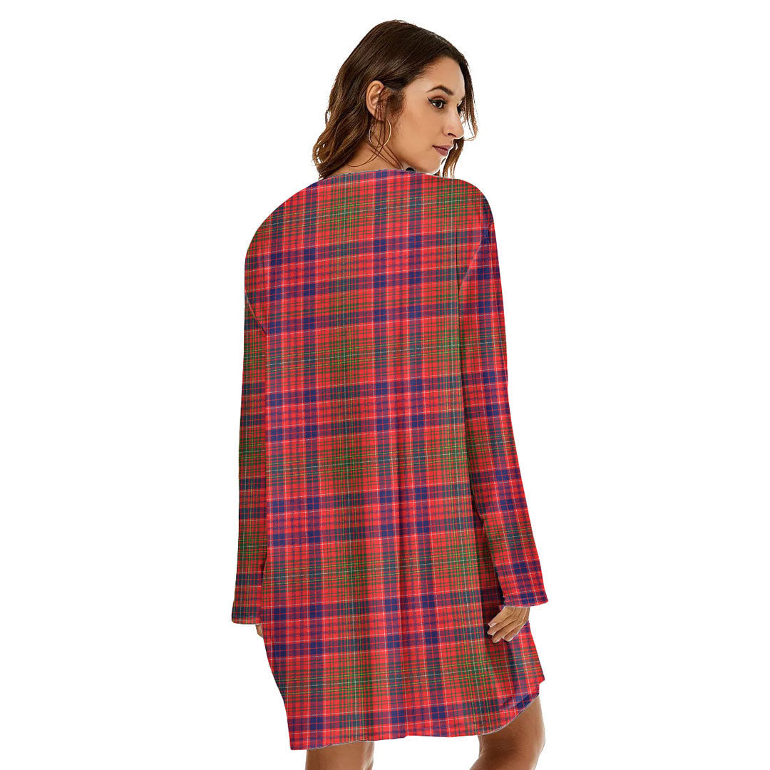 Lumsden Modern Tartan Plaid Loose Crew Neck Dress