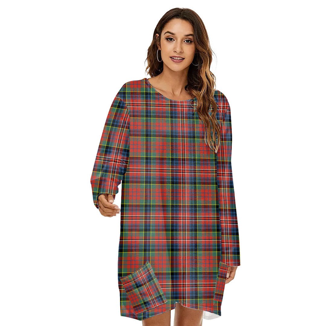 MacPherson Ancient Tartan Plaid Loose Crew Neck Dress