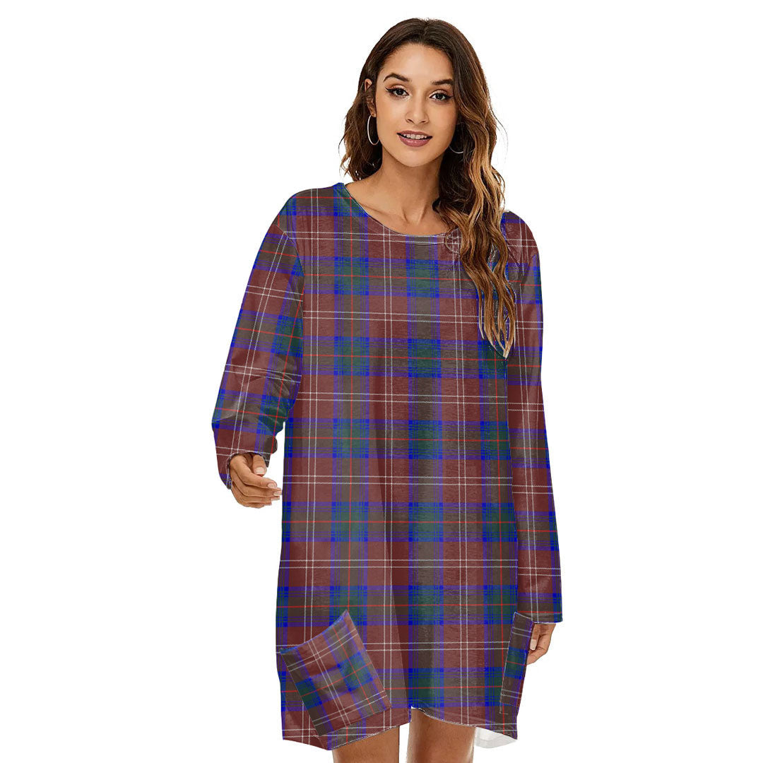 Chisholm Hunting Modern Tartan Plaid Loose Crew Neck Dress