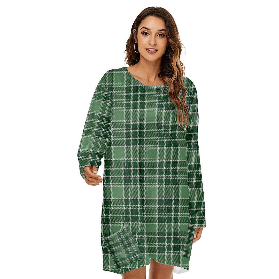 MacDonald Lord of the Isles Hunting Tartan Plaid Loose Crew Neck Dress