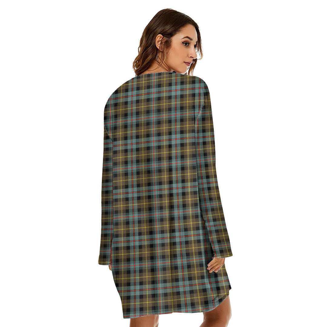 Farquharson Weathered Tartan Plaid Loose Crew Neck Dress