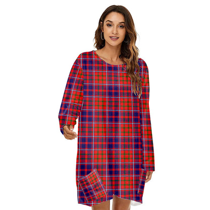 Cameron of Lochiel Modern Tartan Plaid Loose Crew Neck Dress