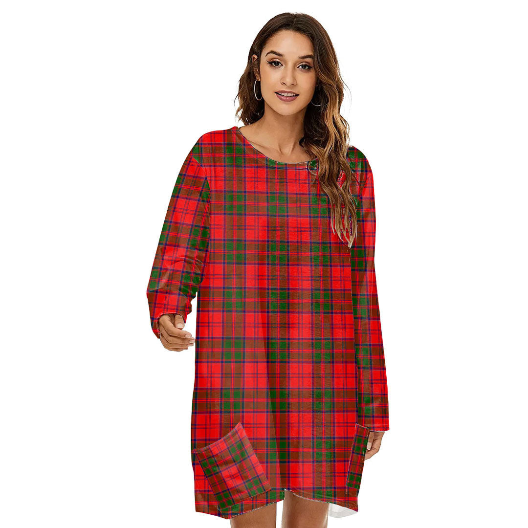 Grant Modern Tartan Plaid Loose Crew Neck Dress