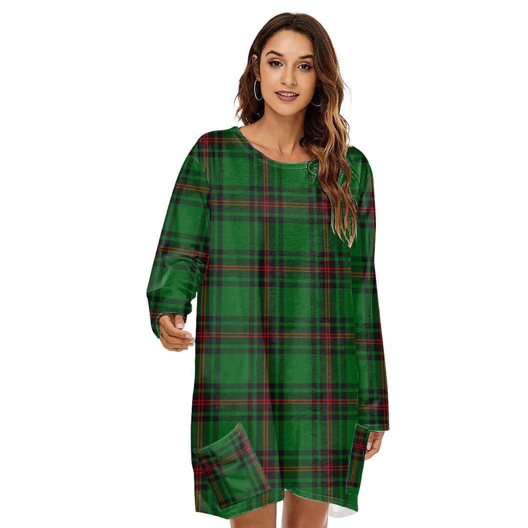 Fife District Tartan Plaid Loose Crew Neck Dress