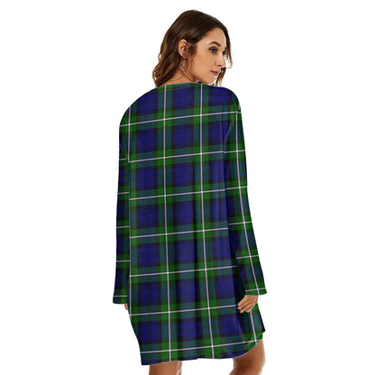 Forbes Modern Tartan Plaid Loose Crew Neck Dress